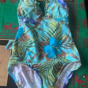 Tropical Blue Floral One-Piece Swimsuit Sirena 12